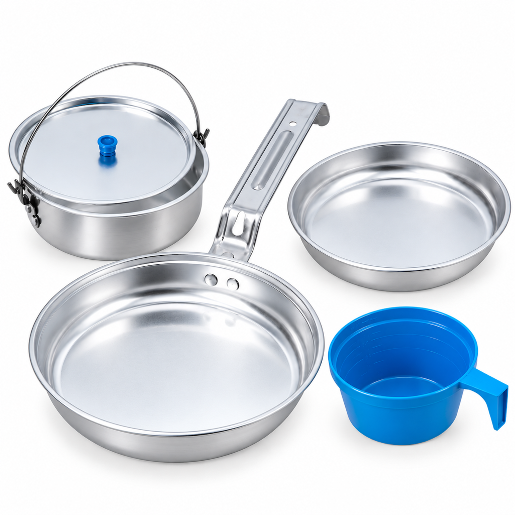 Camping Kochgeschirr Topf Pfanne Teller Becher 230 g 5-teilig