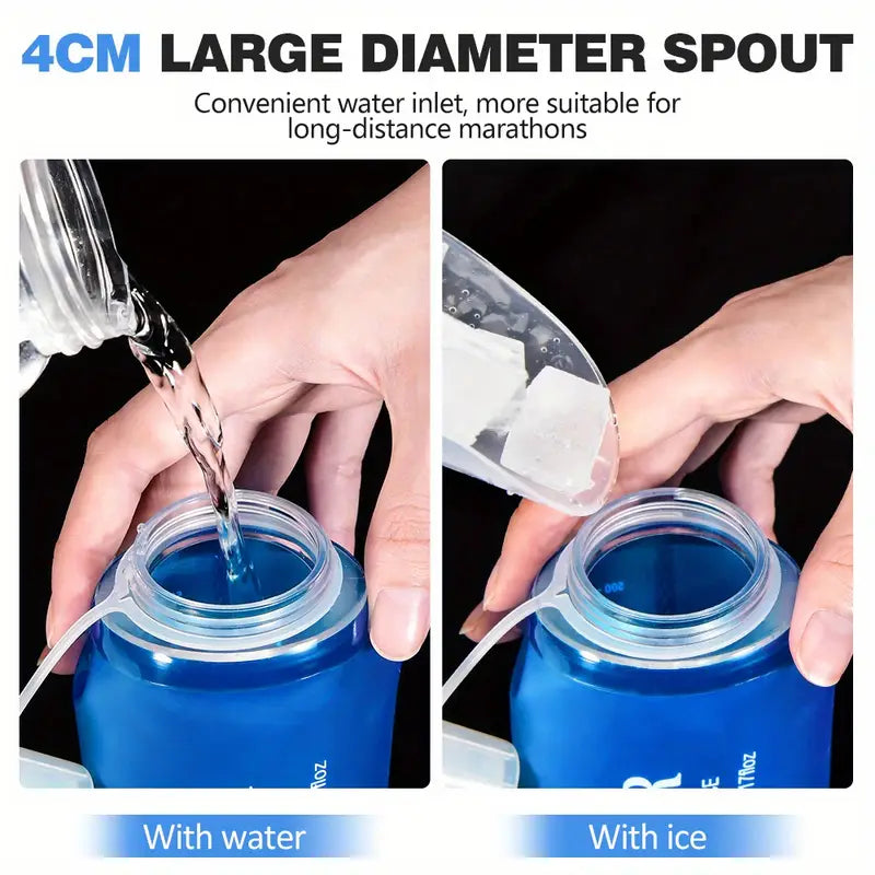 Faltbare Wasserflasche TPU blau mit breitem Auslass (4 cm)