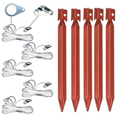 Hering 22 cm 5 Pack Spanleine 4m  Set Alu Spanner Öse Heringe