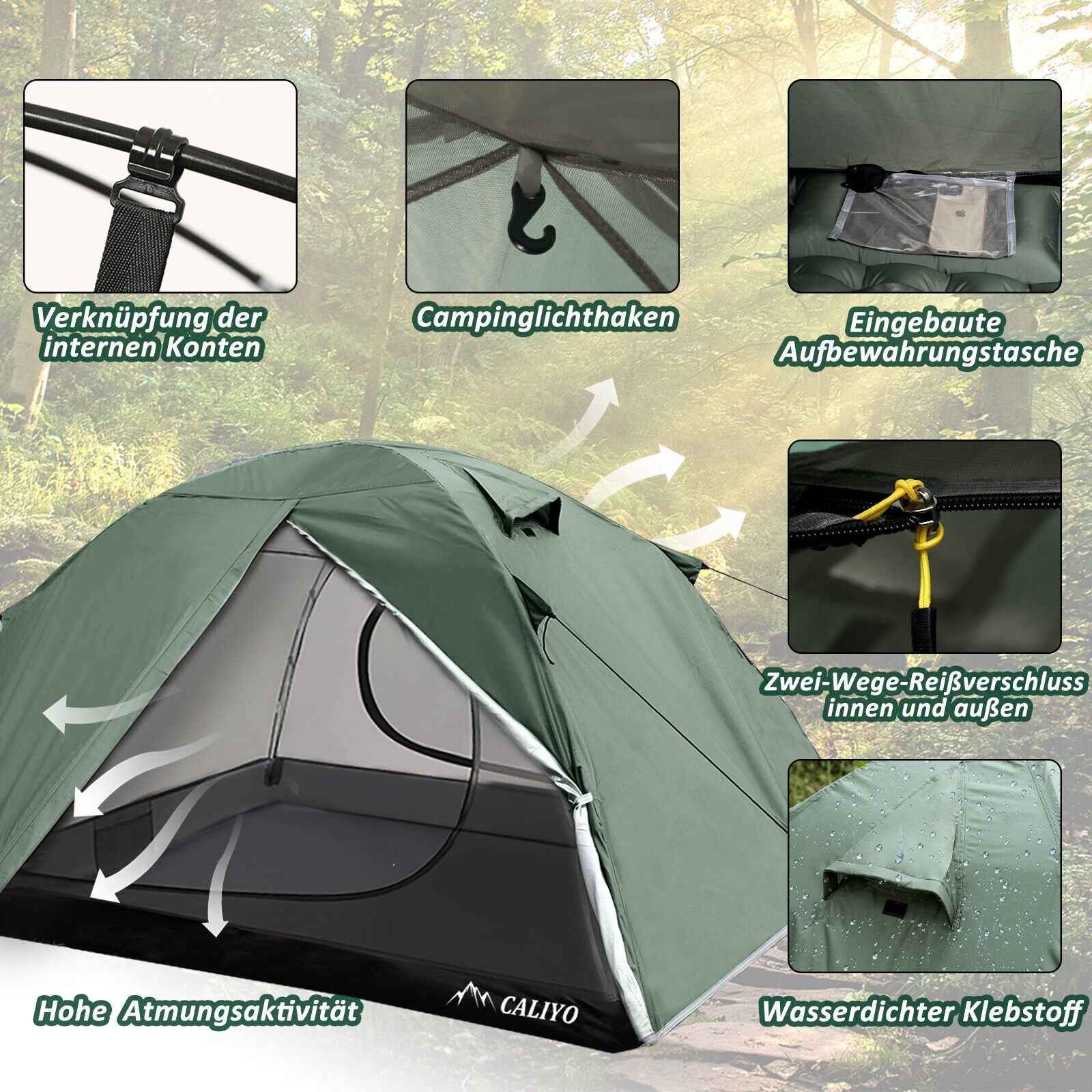 zelt 2 personen 2 eingänge 2 Personen Zelt 3000 mm für Camping & Festival mit 2 Eingängen – Outdoor Alm