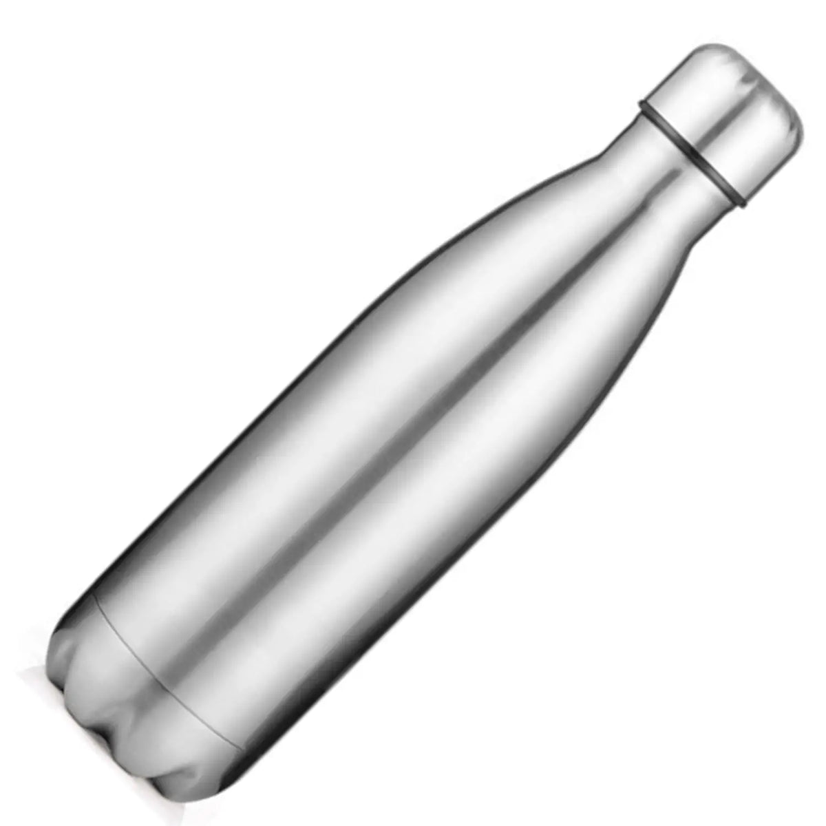 Isolierte Edelstahl-Trinkflasche mit Schraubverschluss, silberfarben