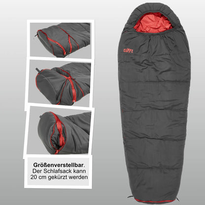 Mumienschlafsack Red Verstellbar 190 cm bis 160 cm Körpergröße 1,2 kg Schlafsack Kinder