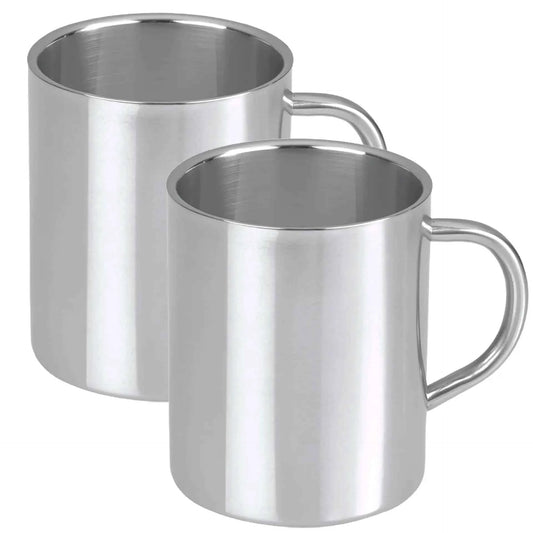 Edelstahl Becher Camping 2 Stück Doppelwandig 300 ml für Trekking und Outdoor-Aktivitäten