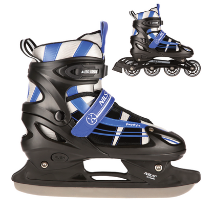 NH18366A 2-IN-1 DUNKELBLAU GRÖßE L(39-42) Schlittschuhe  MIT DER AUSTAUSCHBAREN Inline -KUFE NILS EXTREME
