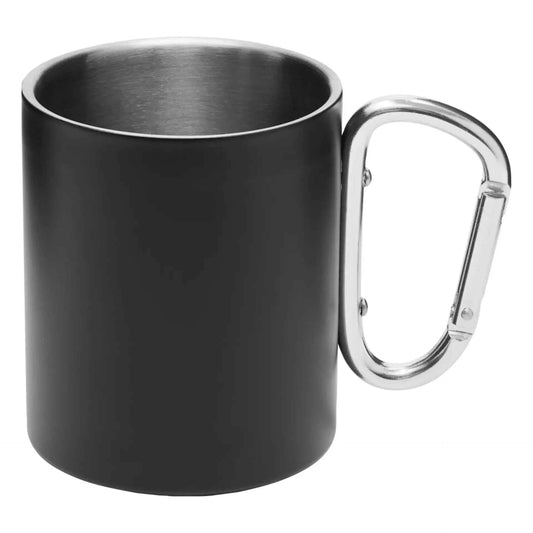 Edelstahl Becher mit Karabinerhaken – Doppelwandiger 300 ml Kaffeebecher