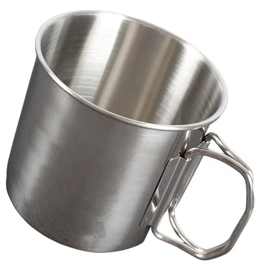 Edelstahlbecher Kaffe Tasse Tee Becher mit Klappgriff 300 ml - Outdoor Alm