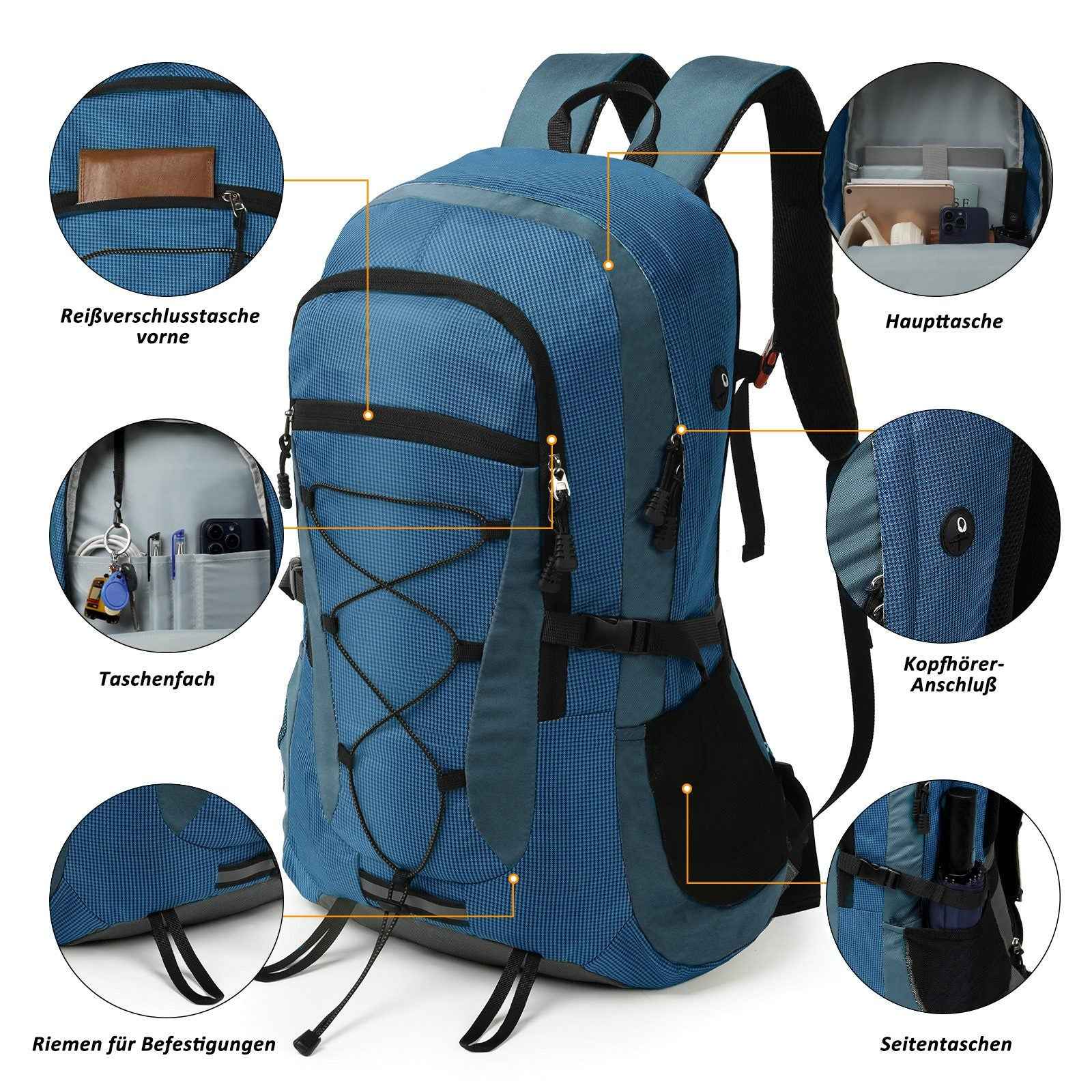 wanderrucksack mit seitentaschen Rucksack Blau 45 Liter