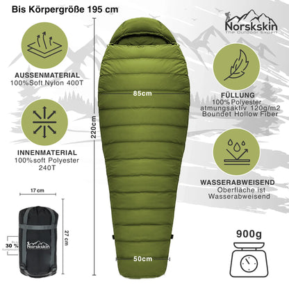 schlafsack zusammenzippen Mumienschlafsack ultraleicht Norskskin 900 g 220 cm Koppelbar Nylon – Outdoor Alm