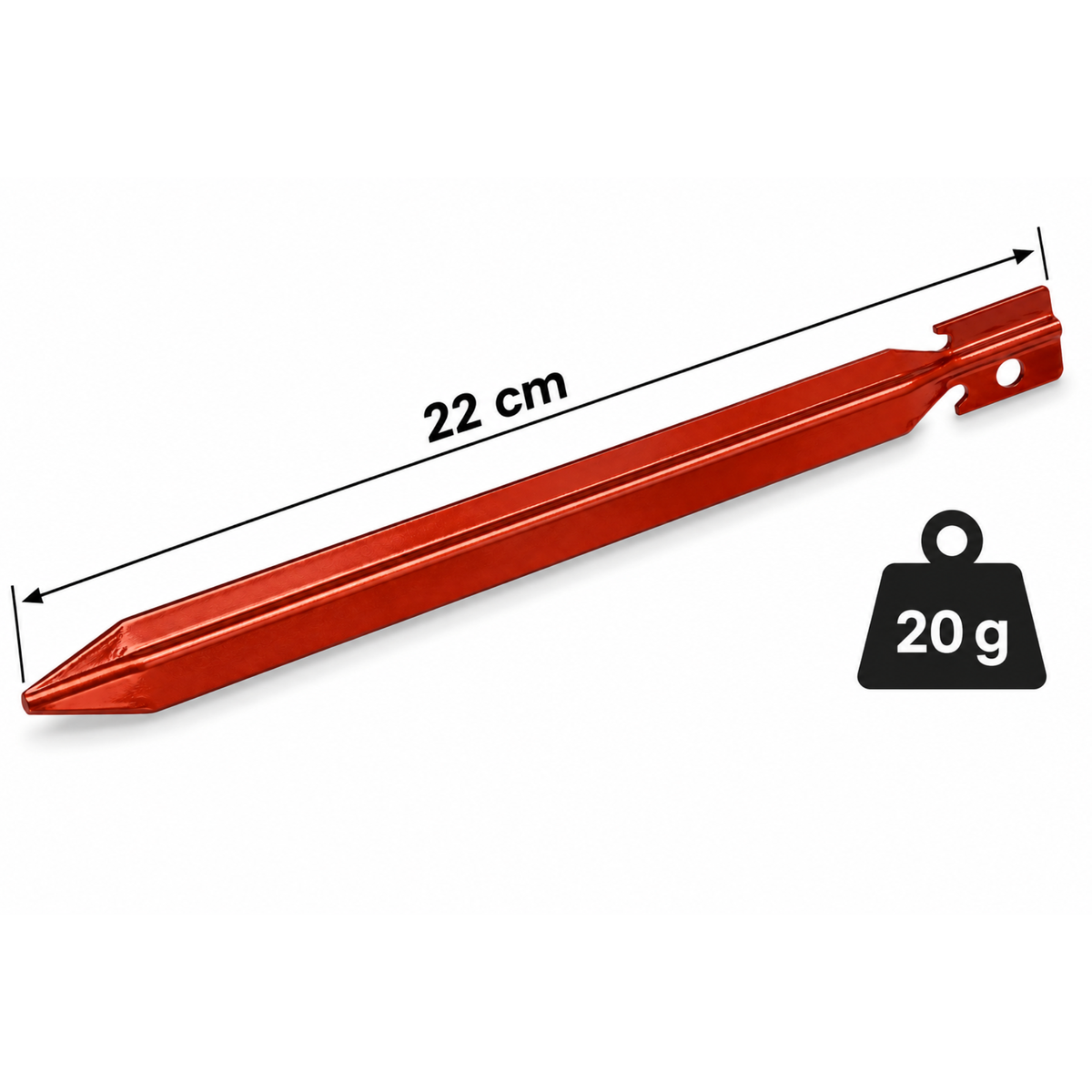 Alu Heringe Rot 5 Pack 22 cm 20 Gram Erdnagel Zeltpflöcke