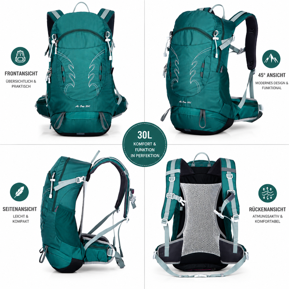 Wander Rucksack 30 Liter viel Stauraum, hoher Tragekomfort Trekking