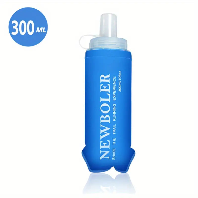 Faltbare Wasserflasche aus TPU, blau, 300 ml, mit transparentem Deckel