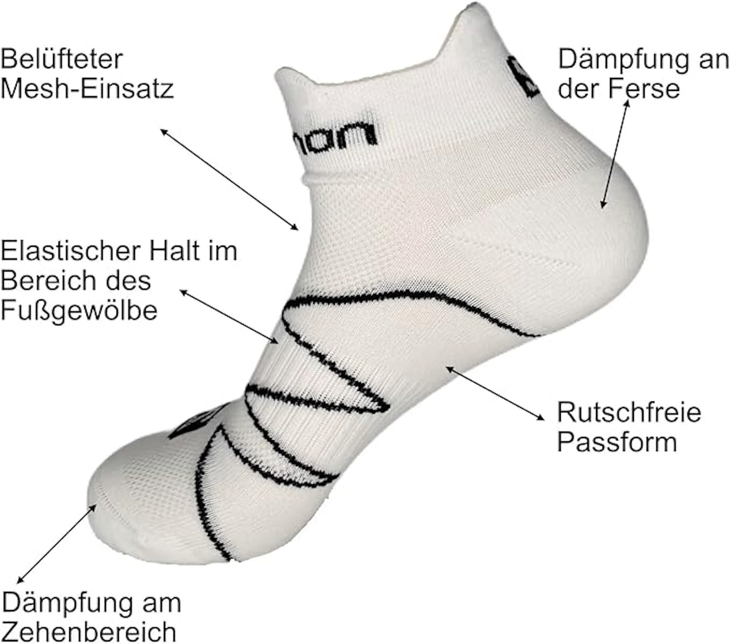 Sneaker Socken Salomon Sonic 2 Pack Laufsocken Schwarz Weiß