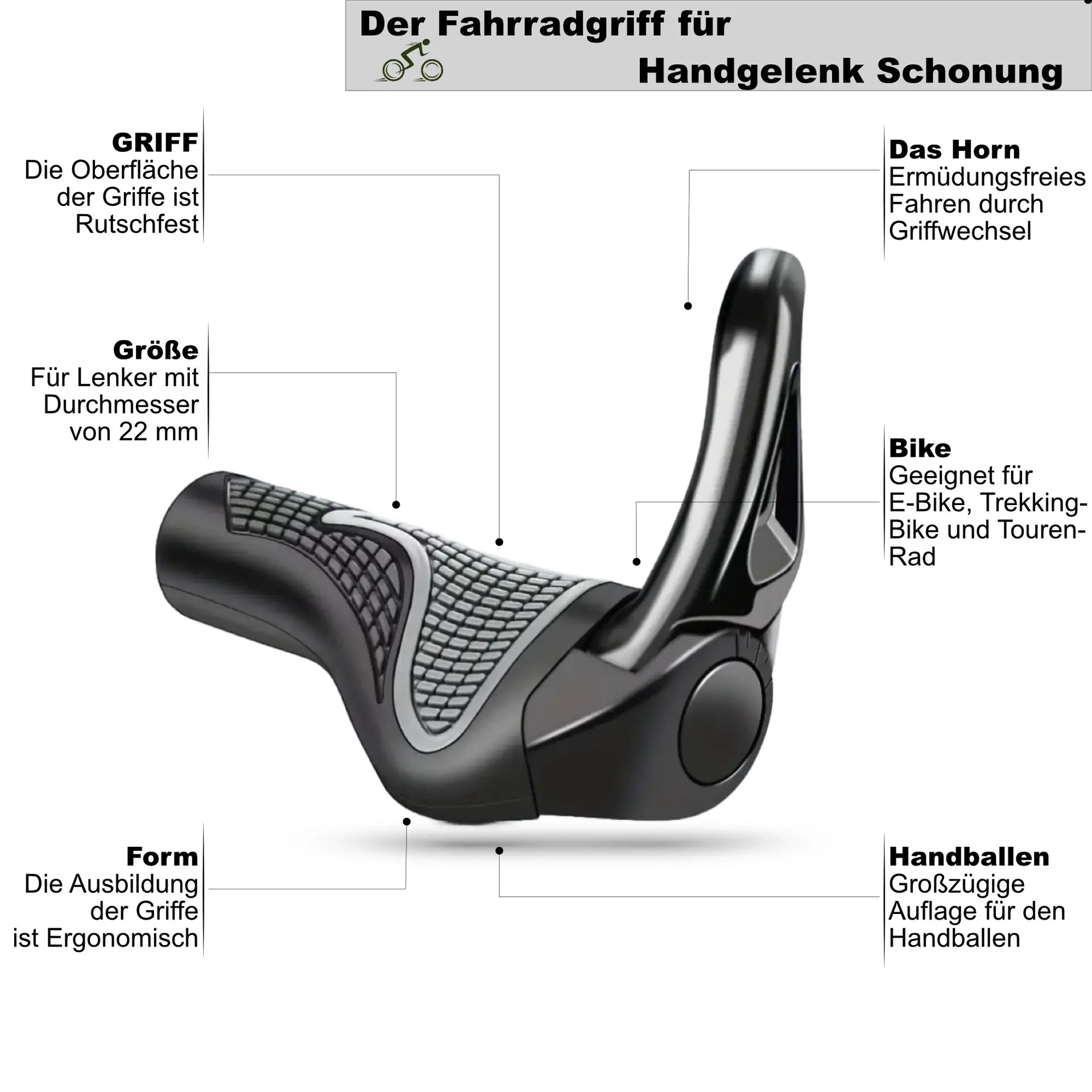 fahrradgriffe für lange touren 2 x Fahrradgriffe mit Hörnchen verstellbar für Lenker mit 22 mm D