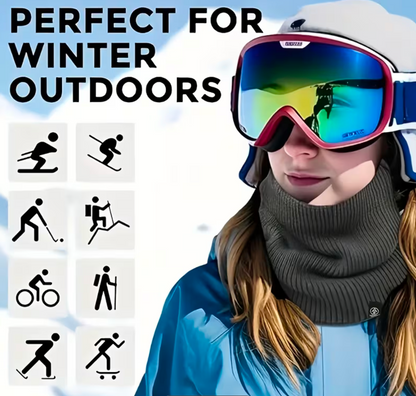 Schlauchschal Schwarz mit Fleece Futter Superwarm Dehnbar Ski Schal