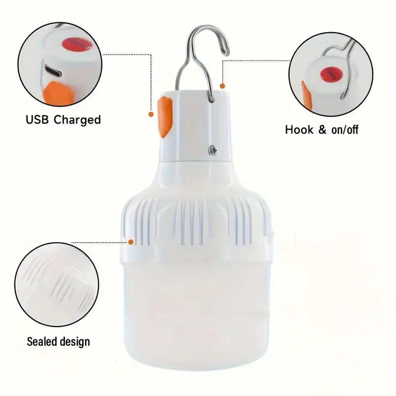Zelt und Campingleuchte mit Akku LED Lampe mit Haken 3 Licht Modi - Outdoor Alm