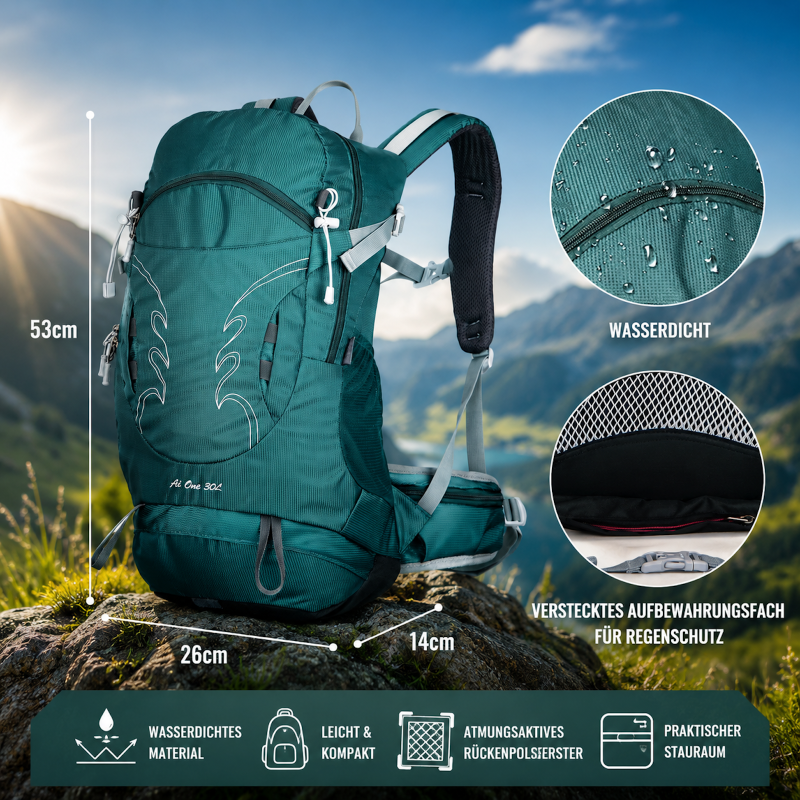 Wander Rucksack 30 Liter viel Stauraum, hoher Tragekomfort Trekking