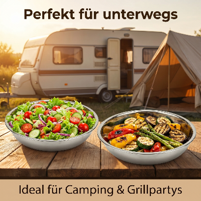 Edelstahl Teller für Camping Outdoor Trekking 20 cm D 103 Gram