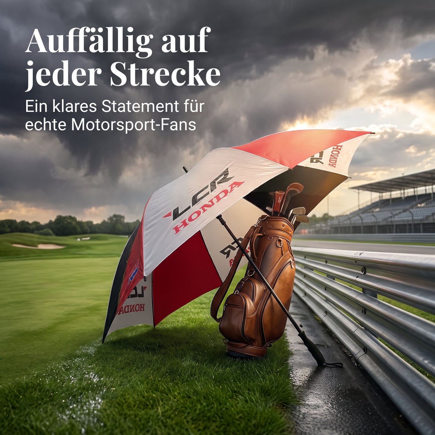 Regenschirm Automatikschirm HONDA LCR Racing Bike Race für Sonne Regen Weiß Rot