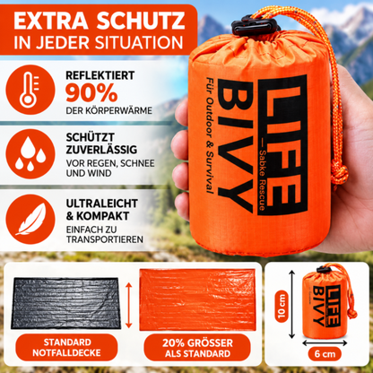 Notfall Schlafsack mit Alu Beschichtung 210 cm x 91 cm für PKW Camping Bergwandern