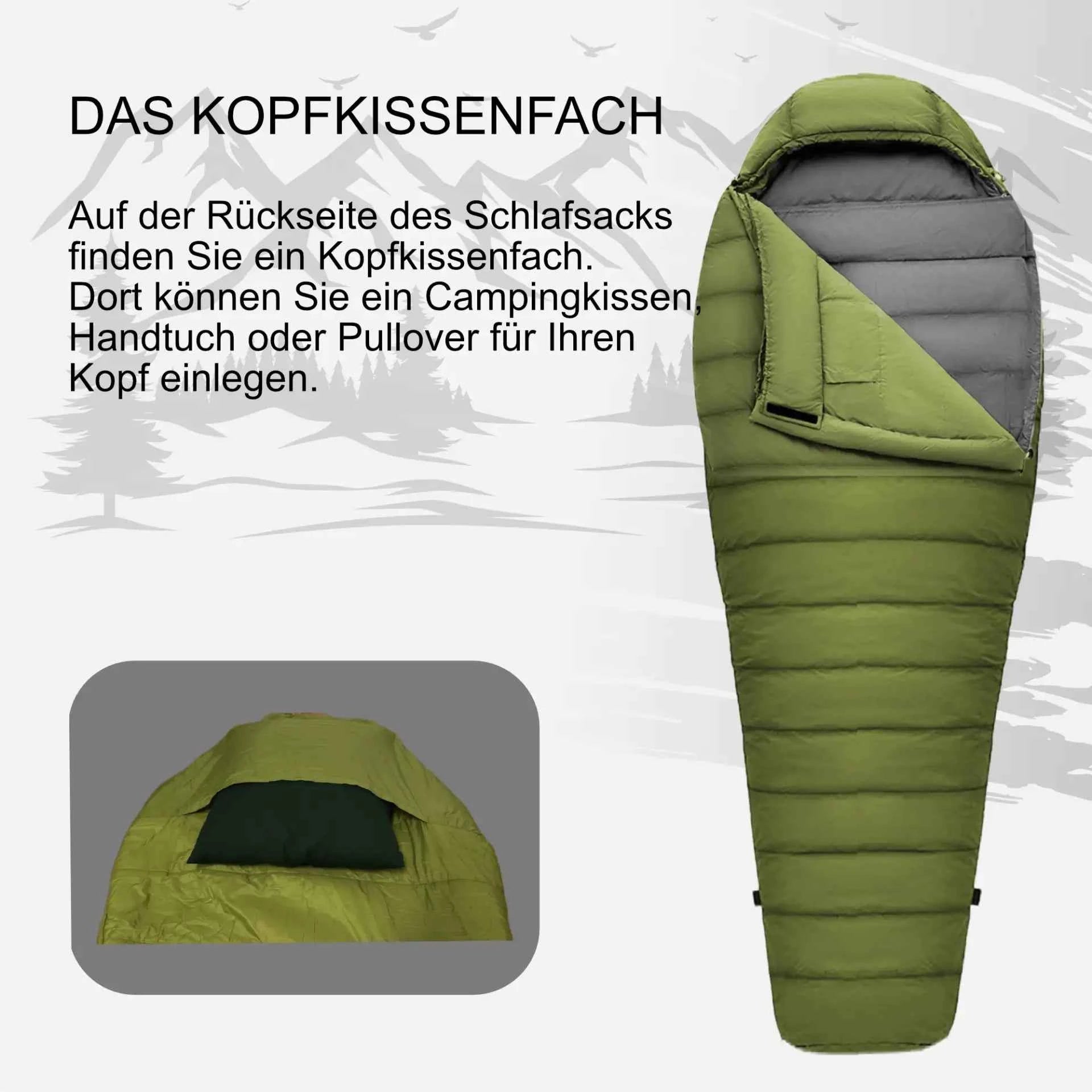Mumienschlafsack ultraleicht Norskskin 900 g 220 cm Koppelbar Nylon – Outdoor Alm