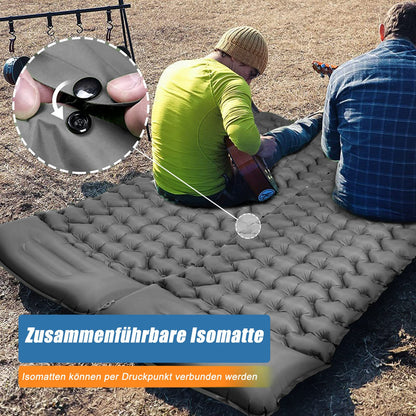 Isomatte Isomatte mit Kopfkissen und Fußpumpe – 195x65 cm 10 cm dick Luftmatratze Anthrazit