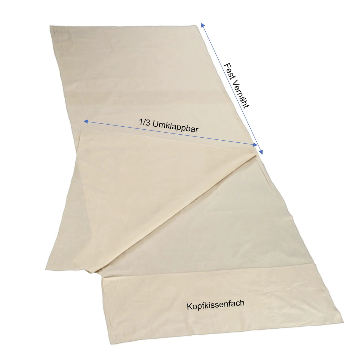 Schlafsack Inlett Hüttenschlafsack Baumwolle 200 cm x 80 cm Kissenfach