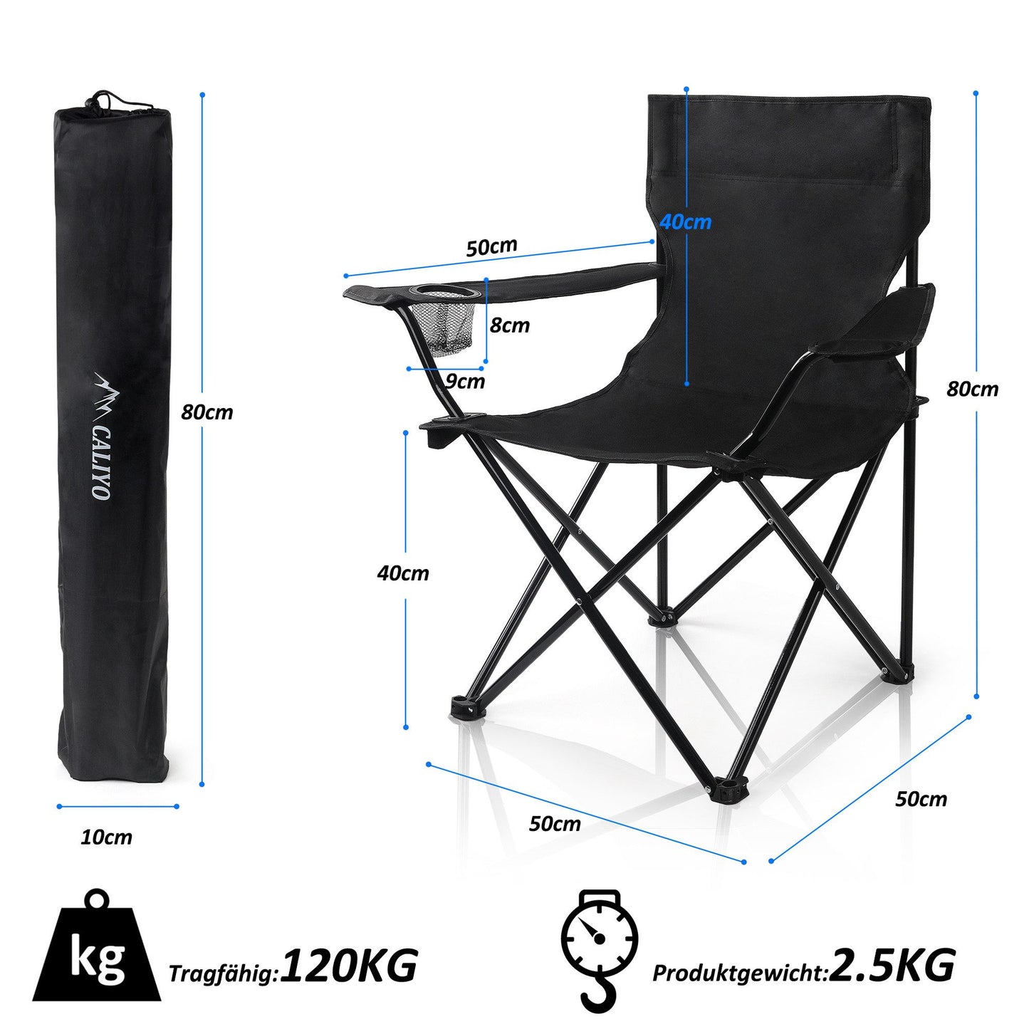Stuhl Campingstuhl Faltbar Getränke Halter Sitz Sessel Tragetasche Angelsessel