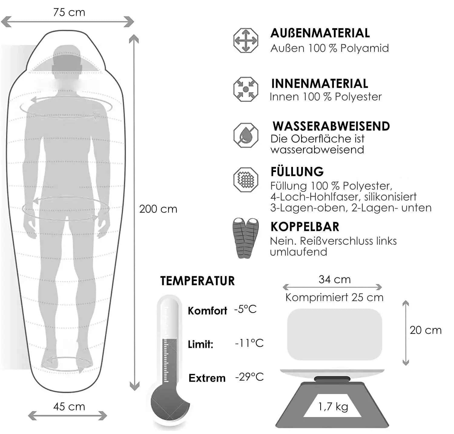 schlafsack 200 cm Mumienschlafsack -29 Grad: Arctic Extrem 200 für kalte Nächte – Outdoor Alm