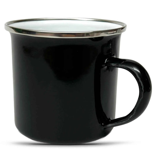 Emaille Trinkbecher 350 ml mit Edelstahl Rand für Kaffee und Getränke