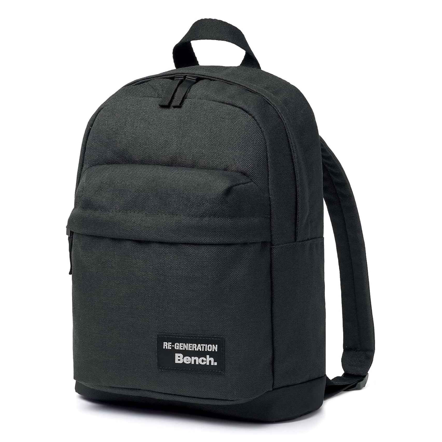 Rucksack Bench dunkelgrau, Rückansicht mit Griff oben, Schultergurten und Logo-Label