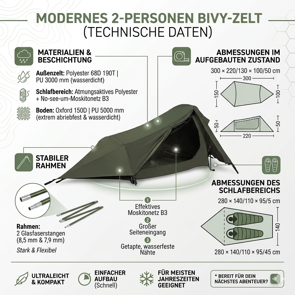 Trekking Backpacking Zelt NC2502 2 Personen Zelt Camping