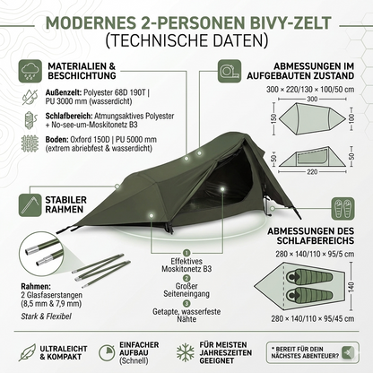 Trekking Backpacking Zelt NC2502 2 Personen Zelt Camping