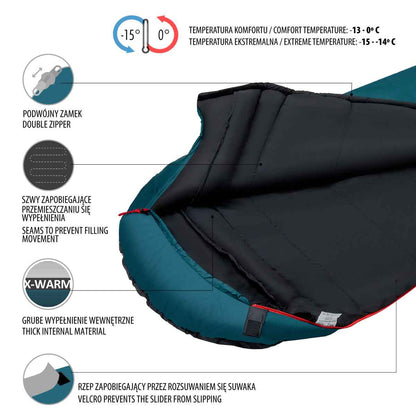 Mumienschlafsack 4 Jahreszeiten Schlafsack 2 Lagen 214 cm NC2005