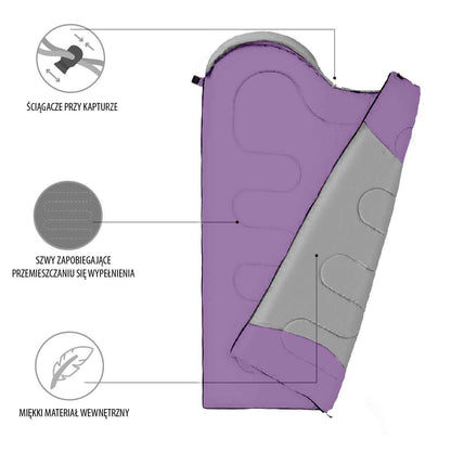 Deckenschlafsack Mumienschlafsack mit Kapuze NC2008 Lila Grau