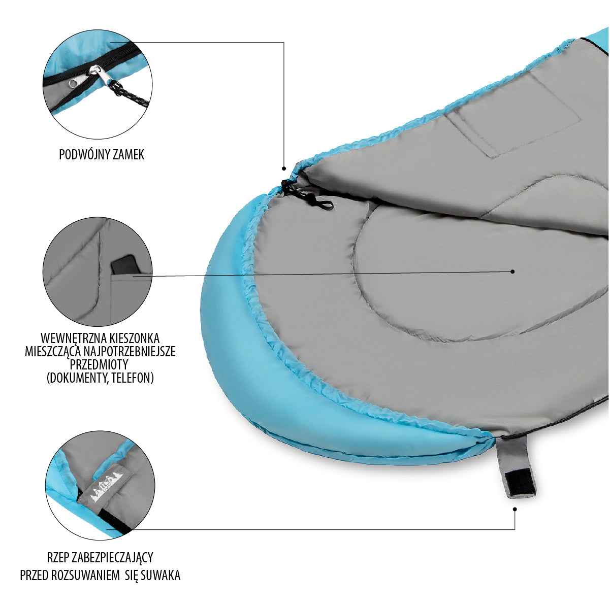 Decken Schlafsack Mumienschlafsack  205  MINZGRÜN-GRAU NC2008