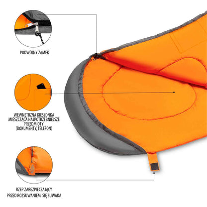 Decken Schlafsack  ORANGE-SCHWARZ ähnlich Mumienschlafsack  NC2008