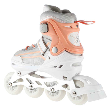 Verstellbare Schlittschuhe GRÖßE M 34-38 NH18190 2-IN-1 WEIß-ROSA  Inline - Rollen
