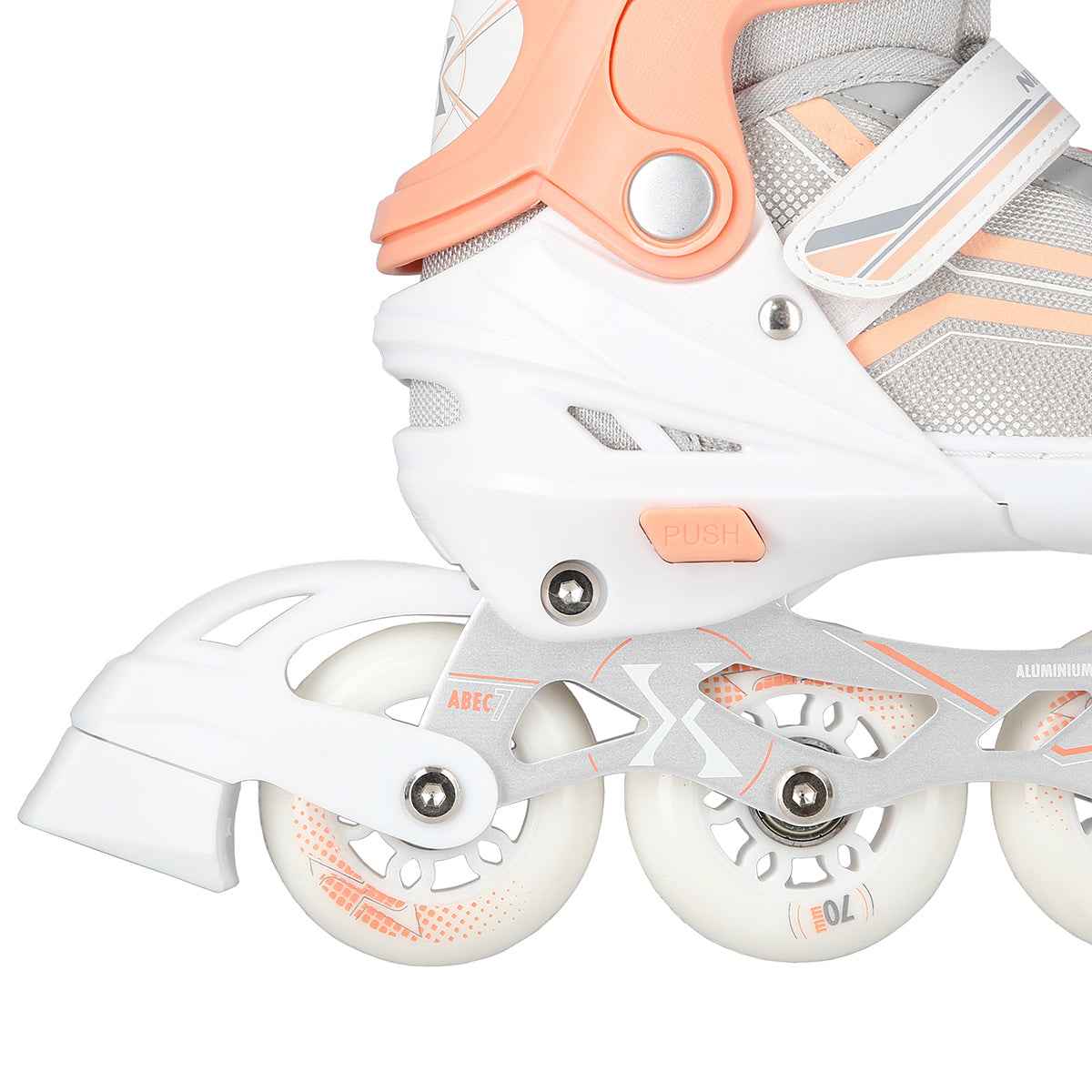 Verstellbare Schlittschuhe GRÖßE M 34-38 NH18190 2-IN-1 WEIß-ROSA  Inline - Rollen