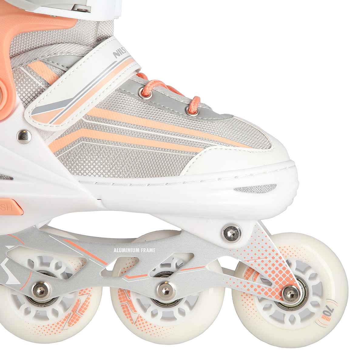 Verstellbare Schlittschuhe GRÖßE M 34-38 NH18190 2-IN-1 WEIß-ROSA  Inline - Rollen