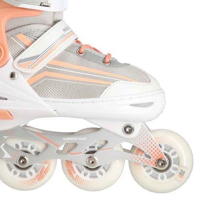 Verstellbare Schlittschuhe GRÖßE M 34-38 NH18190 2-IN-1 WEIß-ROSA  Inline - Rollen