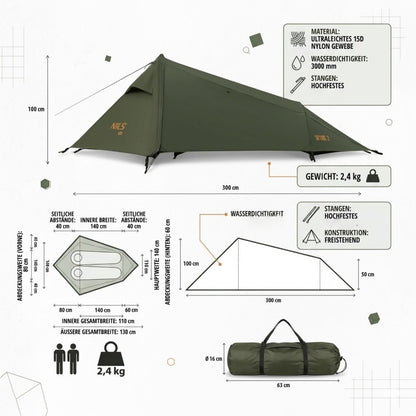 Trekking Backpacking Zelt NC2502 2 Personen Zelt Camping