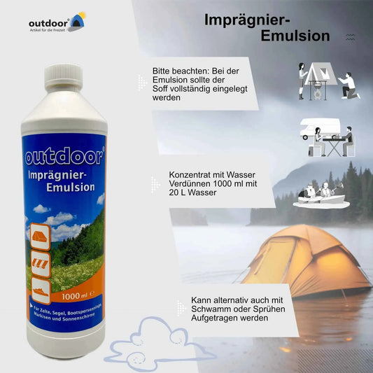 Zelt Imprägniermittel 1000 ml für Markisen und Sonnenschirme - Emulsion zur effektiven Imprägnierung