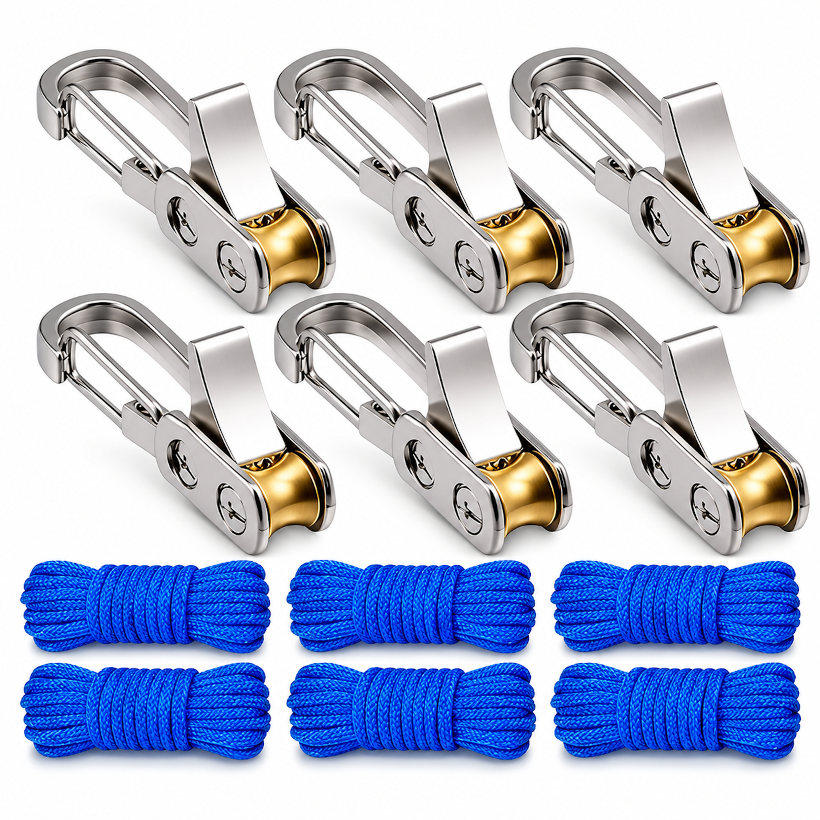 Seilspanner Set mit 6 Spannern und 6 Seilen für Zelt und Camping