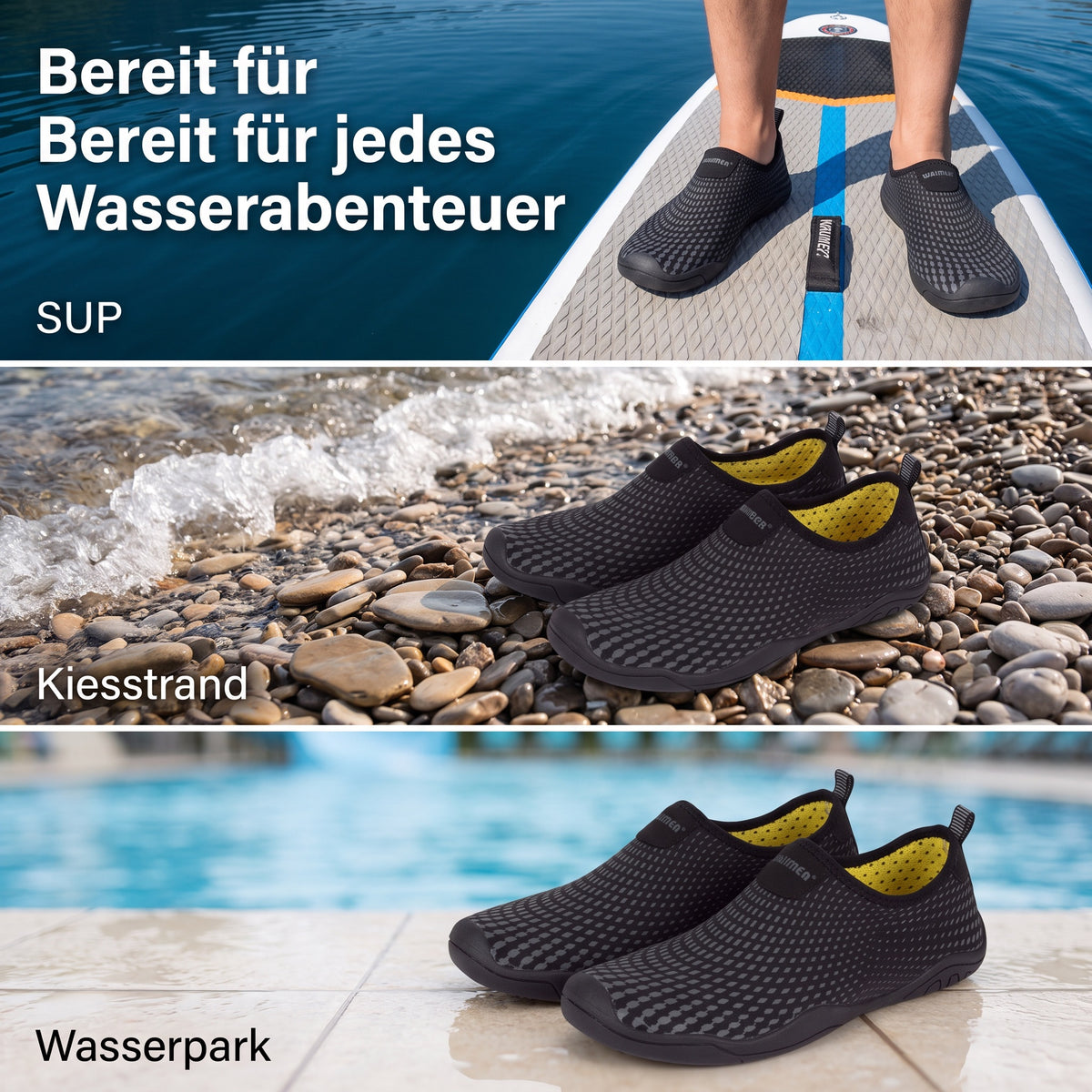 Wasserschuhe Strandschuhe Aquaschuhe Badeschuhe sehr gute Sohle Stand up Paddle