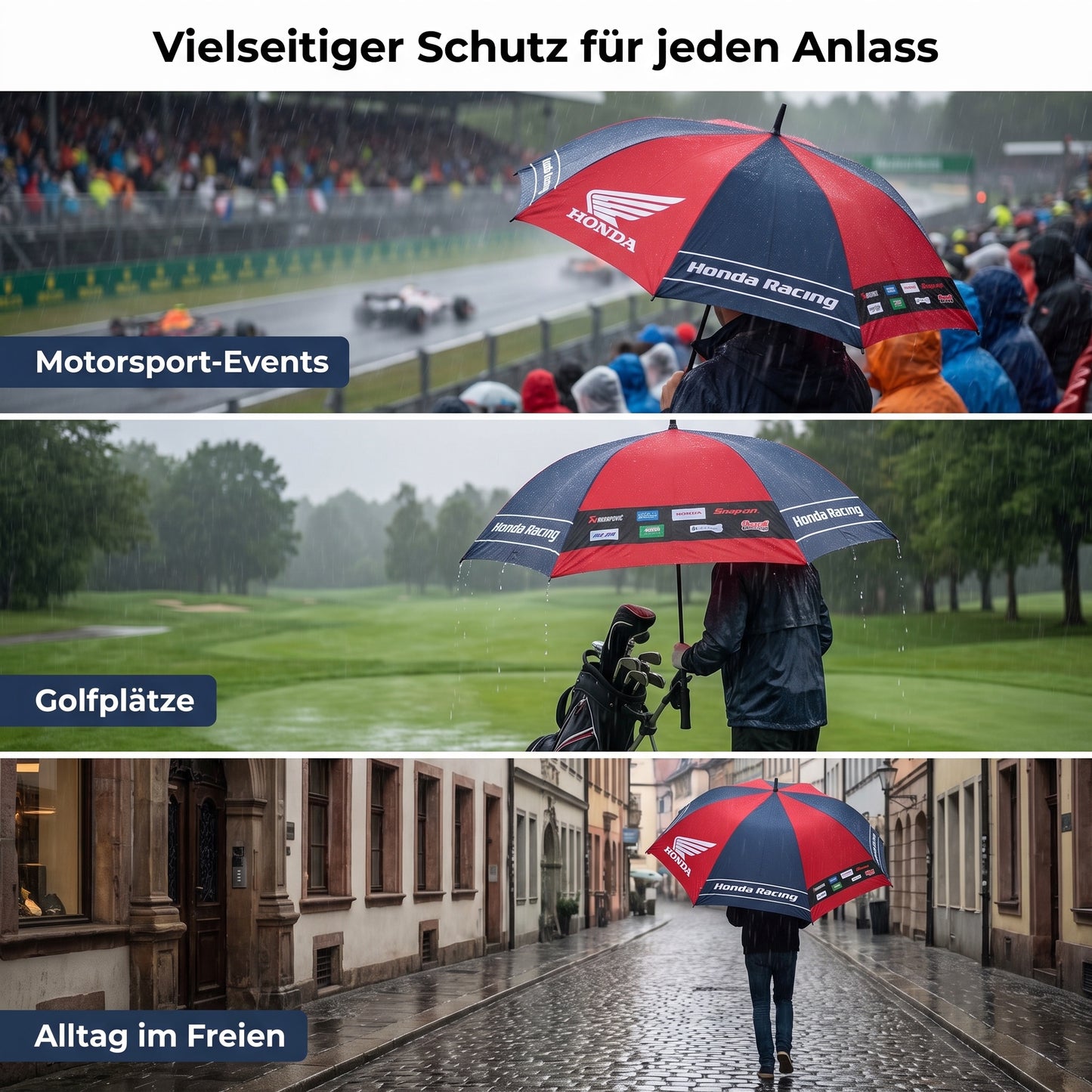 Regenschirm Automatikschirm Team HONDA Racing Bike Race für Sonne und Regen
