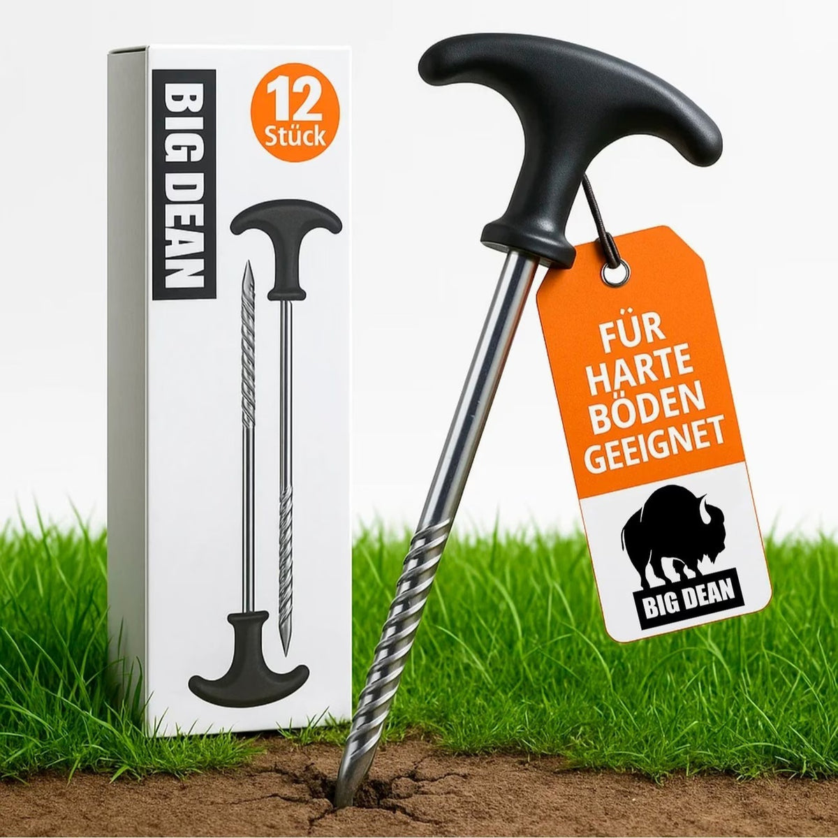 Schraub Heringe 21 cm 12 Pack Erdnägel Zeltheringe Pflog