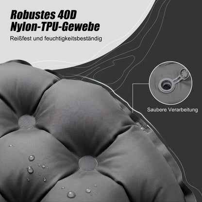 Isomatte Isomatte mit Kopfkissen und Fußpumpe – 195x65 cm 10 cm dick Luftmatratze Anthrazit