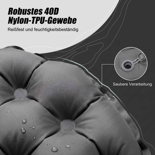 Isomatte mit Kopfkissen und Fußpumpe – 195x65 cm 10 cm dick Luftmatratze Anthrazit