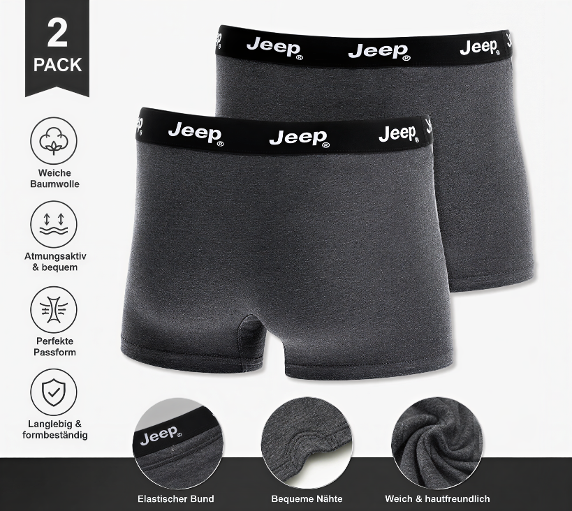 Boxershort 2 Pack Jeep Boxer Short Dark Grey Melange/Black