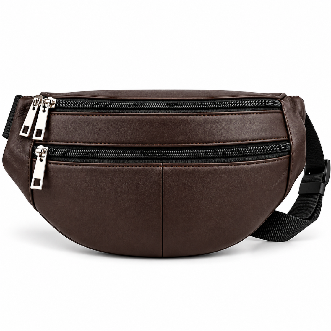 Gürteltasche Braun Leder 3 Fächer mit Reißverschluss Sling Bag